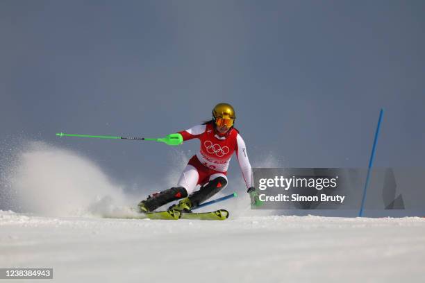 Winter Olympics: Austria Katharina Huber in action during Womens Slalom at National Alpine Ski Centre. Yanqing, China 2/9/2022 CREDIT: Simon Bruty