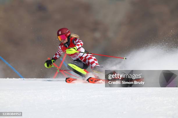 Winter Olympics: Croatia Andrea Komsic in action during Womens Slalom at National Alpine Ski Centre. Yanqing, China 2/9/2022 CREDIT: Simon Bruty