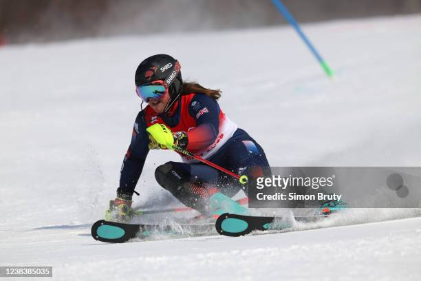 Winter Olympics: Great Britain Charlie Guest in action during Womens Slalom at National Alpine Ski Centre. Yanqing, China 2/9/2022 CREDIT: Simon Bruty