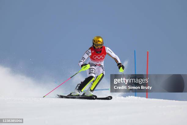 Winter Olympics: Germany Emma Aicher in action during Womens Slalom at National Alpine Ski Centre. Yanqing, China 2/9/2022 CREDIT: Simon Bruty