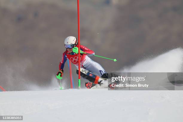 Winter Olympics: Slovakia Petra Vlhova in action during Womens Slalom at National Alpine Ski Centre. Vlhova wins gold. Yanqing, China 2/9/2022...