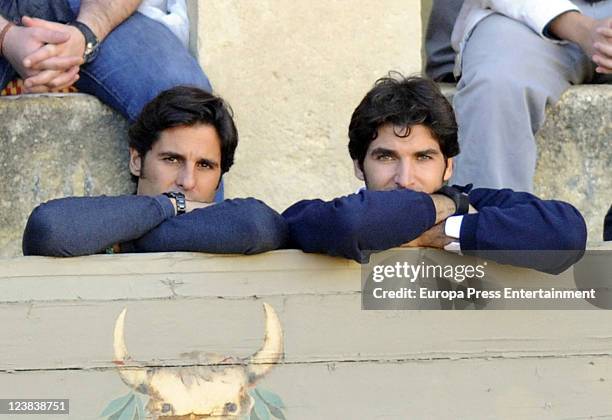 Francisco Rivera and Cayetano Rivera attend a bullfighting in Ronda the day before 'Goyesca' Bullfight on September 2, 2011 in Ronda, Spain.