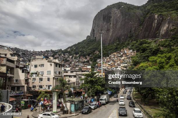 Homes in the Rocinha favela of Rio de Janeiro, Brazil, on Friday, Feb. 11, 2022. Brazils consumer prices rose in line with forecasts while retail...