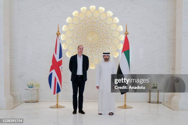 Duke of Cambridge Prince William meets UAE Deputy President, Prime Minister and Emir of Dubai Sheikh Mohammed bin Rashid Al Maktoum as he visits to...