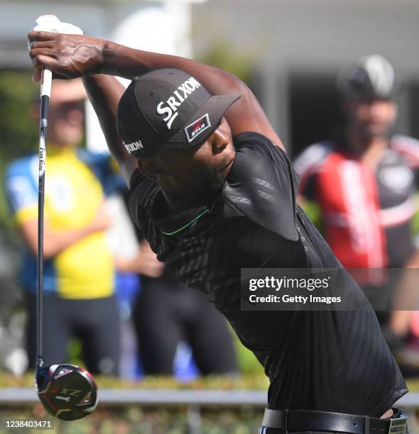 Siyanda Mwandla of South Africa during day three of the Dimension Data Pro-Am at Fancourt Golf Estate on February 12, 2022 in George, South Africa.