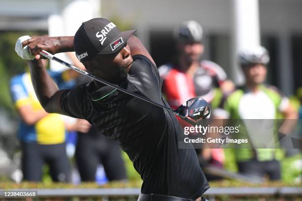 Siyanda Mwandla of South Africa during day three of the Dimension Data Pro-Am at Fancourt Golf Estate on February 12, 2022 in George, South Africa.