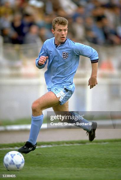 Alan Shearer of playing for the England U-21 team during a match against Turkey in Turkey. \ Mandatory Credit: Shaun Botterill /Allsport