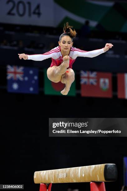 Farah Ann Abdul Hadi of Malaysia competing on balance beam in the women's all-round final competition during the 2014 Commonwealth Games at the SSE...