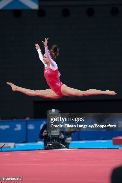 Farah Ann Abdul Hadi of Malaysia competing on floor in the women's all-round final competition during the 2014 Commonwealth Games at the SSE Hydro...
