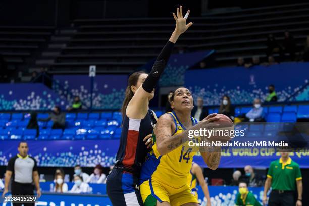 Erika De Souza of Brazil in action under the basket during the FIBA Women's Basketball World Cup Qualifying Tournament match between Brazil v South...