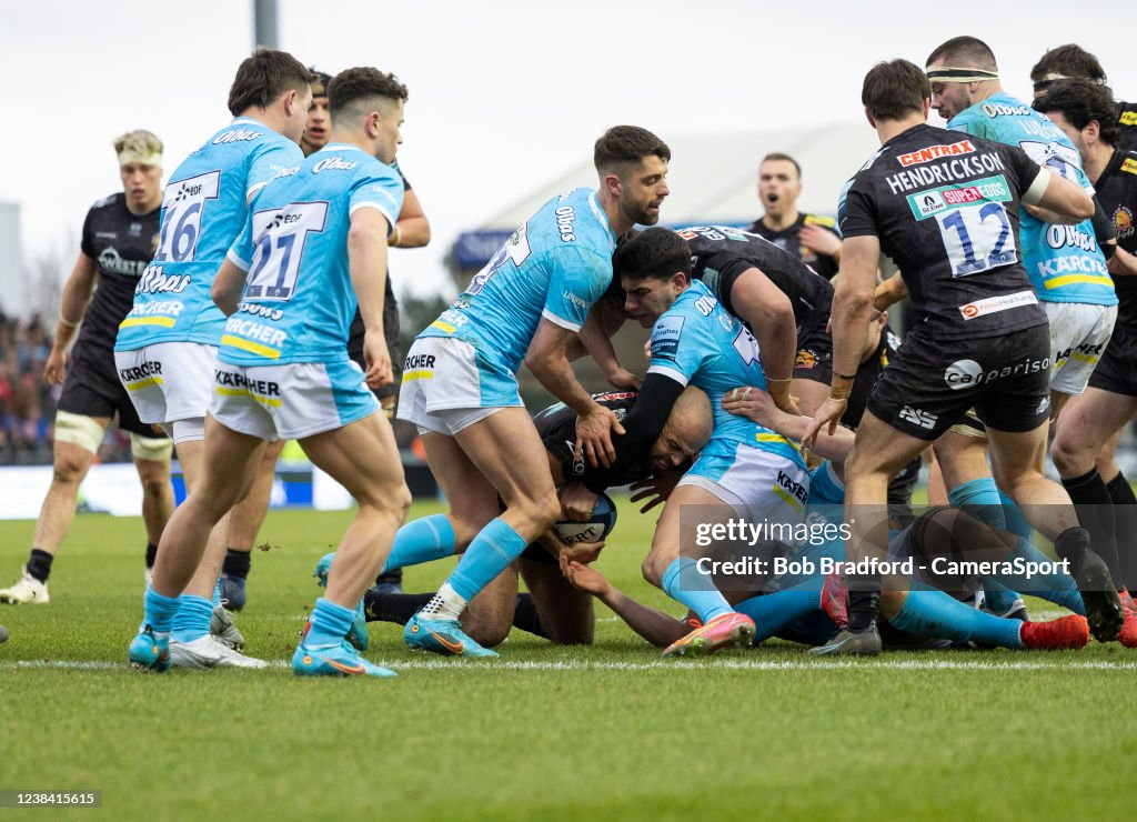 Exeter Rugby Colours Exeter Chiefs' Tom O'Flaherty in action during the Gallagher... News ...