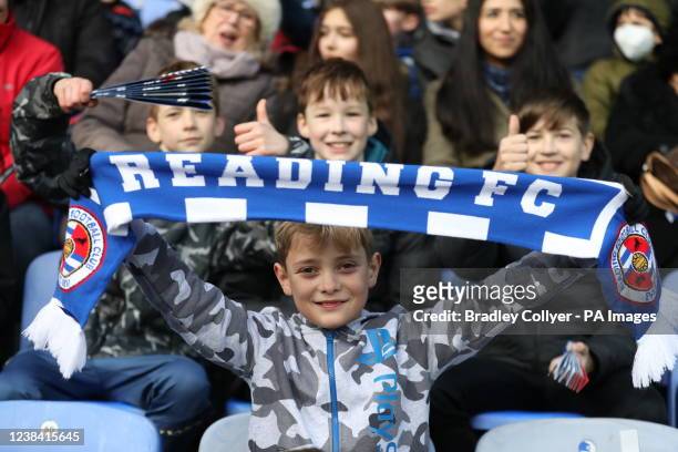 Young Reading fans during the Sky Bet Championship match at the Select Car Leasing Stadium, Reading. Picture date: Saturday February 12, 2022.