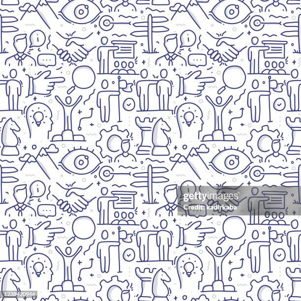 mentoring doodle seamless pattern and line icons - teaching assistant stock illustrations