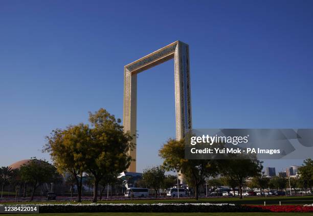 Architectural landmark the Dubai Frame in Zabeel Park, Dubai, in the United Arab Emirates. Picture date: Wednesday February 9, 2022.