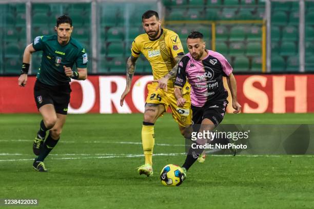 Roberto Floriano and Daniele Altobelli during the Serie C match between Palermo FC and Juve Stabia, at Renzo Barbera Stadium. Italy, Sicily, Palermo,