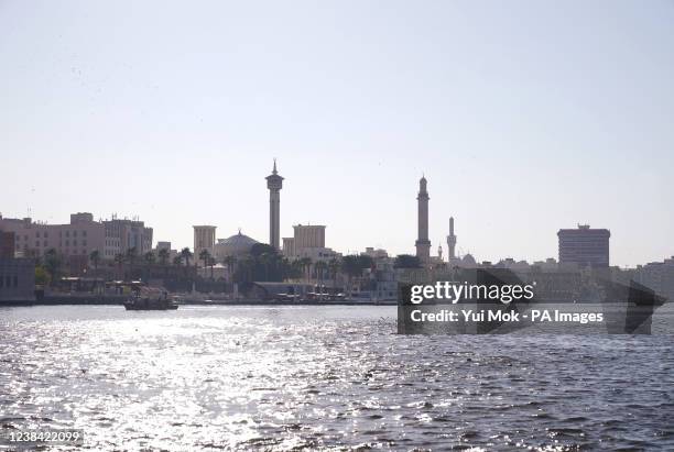 View from Dubai Creek of the Al Farooq Mosque and the Bur Dubai Grand Mosque in Dubai, in the United Arab Emirates. Picture date: Wednesday February...