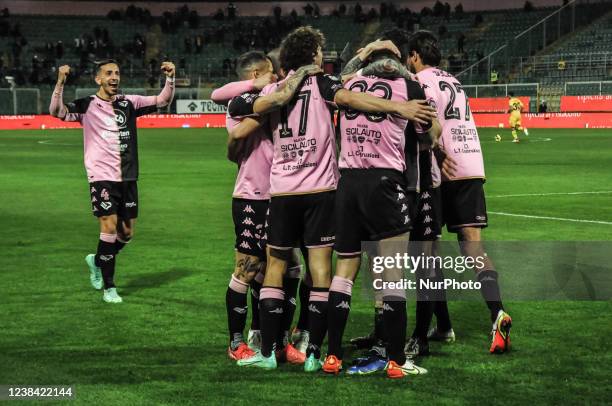 Pòayers of Palermo during the Serie C match between Palermo FC and Juve Stabia, at Renzo Barbera Stadium. Italy, Sicily, Palermo,