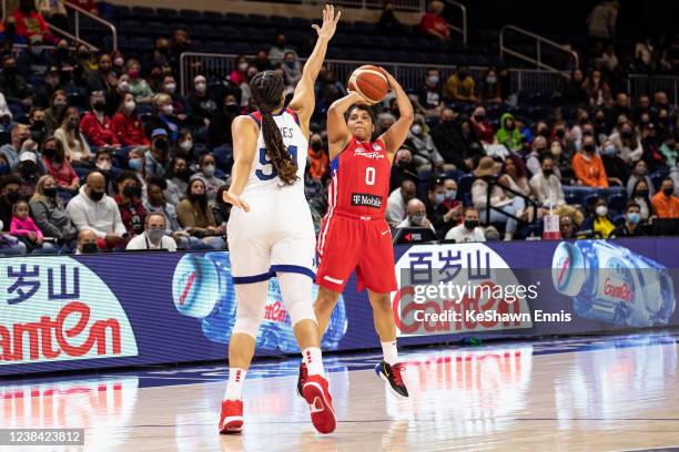 Jennifer O'Neill of the Puerto Rico Women's National Basketball Team shoots the ball during the game against the USA Womens National Team on February...