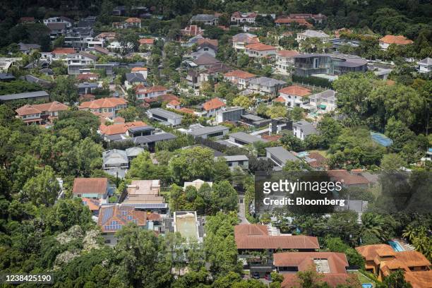 Houses in the Holland Park area, near Botanic Gardens in Singapore, on Saturday, Feb. 12, 2022. In land-scarce Singapore, where about 80% of the...