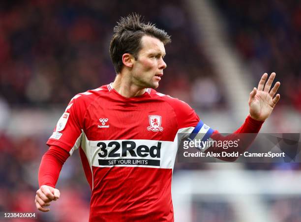 Middlesbrough's Jonny Howson during the Sky Bet Championship match between Middlesbrough and Derby County at Riverside Stadium on February 12, 2022...