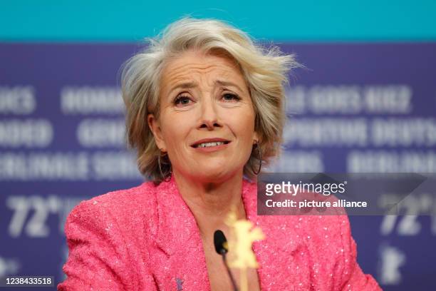 February 2022, Berlin: Actress Emma Thompson at the press conference for the film "Good Luck to You, Leo Grande", which runs in the series "Berlinale...
