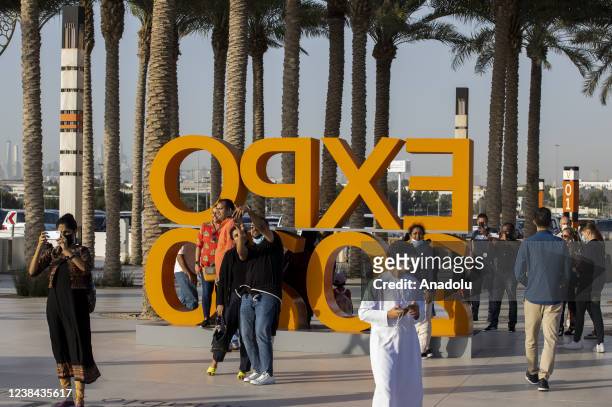 People visit the Expo 2020 Dubai in Abu Dhabi, United Arab Emirates on February 12, 2022. Expo 2020 hosted by United Arab Emirates delayed due to...