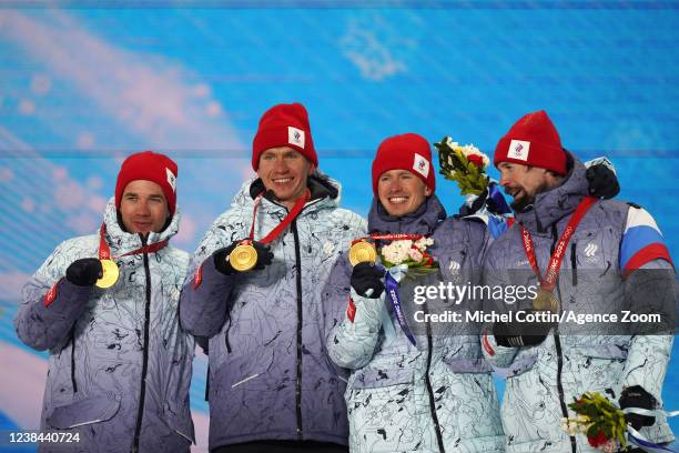 Russia Team of Team Russia wins the gold medal during the Olympic Games 2022, Men's Cross Country Relay on February 13, 2022 in Zhangjiakou China.