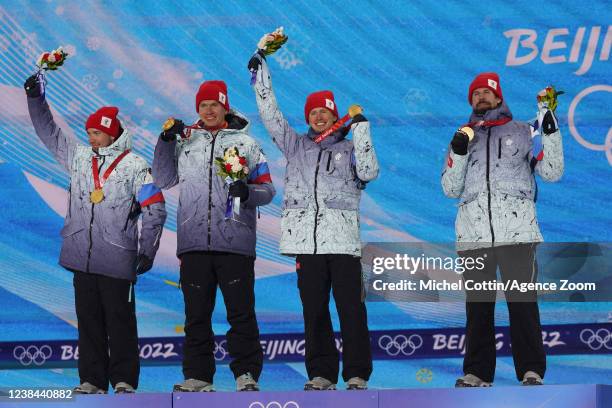 Russia Team of Team Russia wins the gold medal during the Olympic Games 2022, Men's Cross Country Relay on February 13, 2022 in Zhangjiakou China.