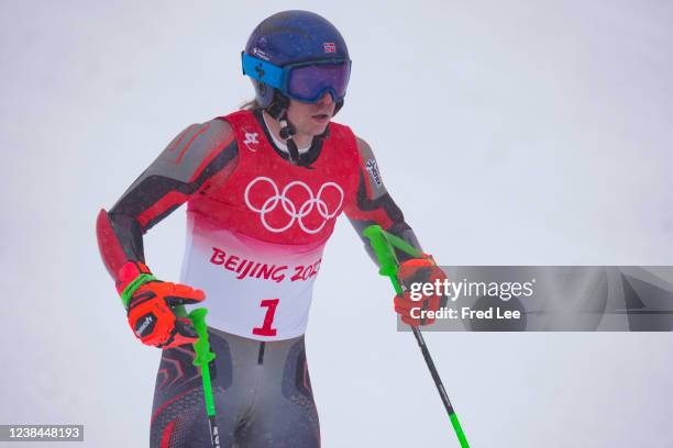 Henrik Kristoffersen of Norway competes during the Men's Giant Slalom event on day nine of the Beijing 2022 Winter Olympic Games at National Alpine...