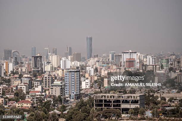 This general view shows the city of Addis Ababa, the Ethiopian capital on February 13, 2021.