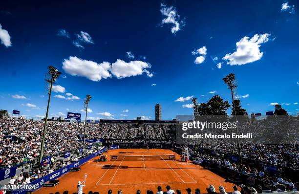 General view of Guillermo Vilas Central Court of Buenos Aires Lawn Tennis Club during a Men's Singles Final match on February 13, 2022 in Buenos...