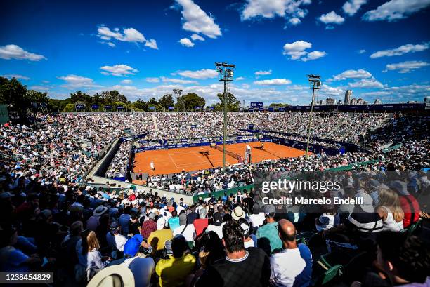 General view of Guillermo Vilas Central Court of Buenos Aires Lawn Tennis Club during a Men's Singles Final match on February 13, 2022 in Buenos...