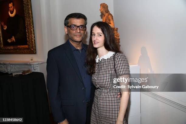 Manoj Narang and Kathrin Henon attend Olga Kane's Birthday Reception Colnaghi Renaissance Tour at Colnaghi on February 9, 2022 in New York City.