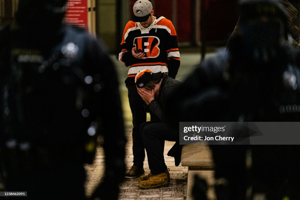 Fans Gather To Watch The Cincinnati Bengals Against The L.A. Rams In Super Bowl LVI