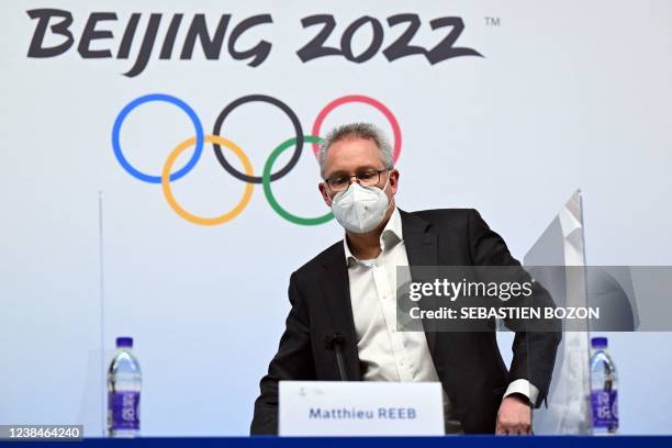 Court of Arbitration for Sport Director General, Matthieu Reeb, arrives to hold a press conference to announce the Court's ruling on 15-year-old...