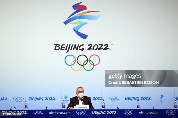 Court of Arbitration for Sport Director General, Matthieu Reeb, holds a press conference to announce the Court's ruling on 15-year-old Russian skater...