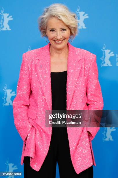 Emma Thompson arrives at the photocall for 'Good Luck To You, Leo Grande' during the 72nd Berlin International Film Festival at Berlinale Palace in...