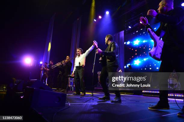 Jose Luis Rodriguez "El Puma" performs live in concert during 'Dia del Amor y La Amistad' at James L. Knight Center on February 13, 2022 in Miami,...