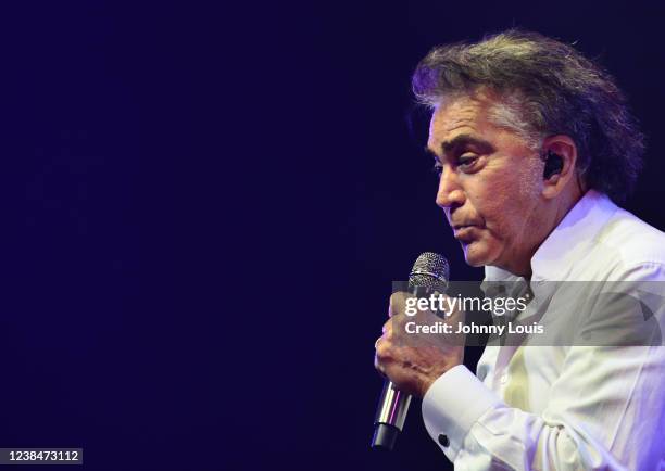 Jose Luis Rodriguez "El Puma" performs live in concert during 'Dia del Amor y La Amistad' at James L. Knight Center on February 13, 2022 in Miami,...