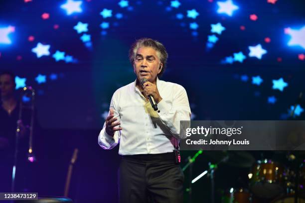 Jose Luis Rodriguez "El Puma" performs live in concert during 'Dia del Amor y La Amistad' at James L. Knight Center on February 13, 2022 in Miami,...