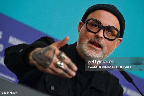 Canadian director Denis Cote addresses the press conference for the film 'Un ete comme ca' presented in competition during the 72nd Berlinale Film...