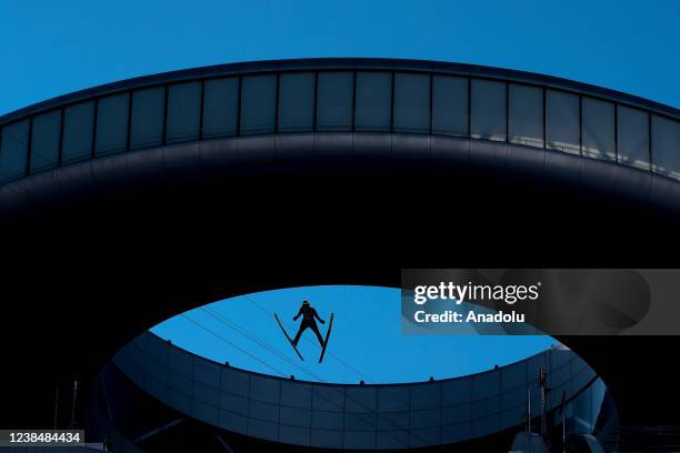 Athletes compete during Men's Ski jumping on day 10 of Beijing 2022 Winter Olympics on February 14, 2022 in Beijing, China.