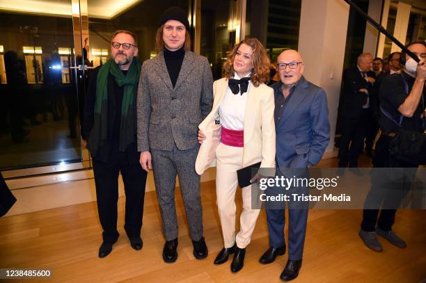 Lars Eidinger, Samuel Finzi, Marie Bäumer and Volker Schlöndorff attend the Officier des Arts et Lettres" awarding to actor Lars Eidinger as part of...