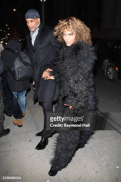 Boris Kodjoe and Nicole Ari Parker are seen outside the "LaQuan Smith Designer" fashion show during New York Fashion Week on February 14, 2022 in New...