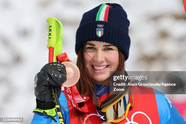 Nadia Delago of Team Italy wins the bronze medal during the Olympic Games 2022, Women's Downhill on February 15, 2022 in Yanqing China.
