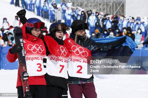Mathilde Gremaud of Team Switzerland wins the gold medal, Ailing Eileen Gu of Team China wins the silver medal, Kelly Sildaru of Team Estonia wins...
