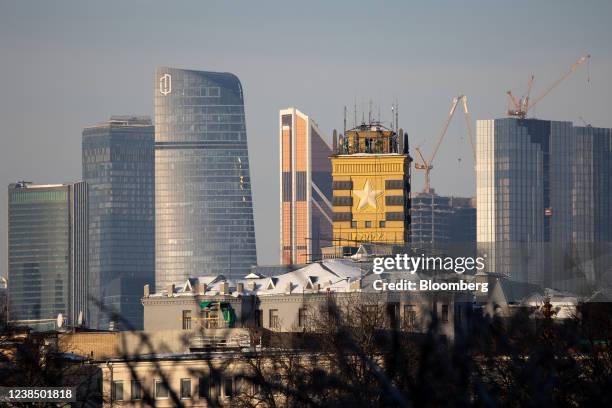 Skyscraper office buildings in the Moscow International Business Center , also known as Moscow City, in Moscow, Russia, on Tuesday, Feb. 15, 2022....