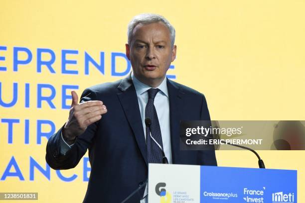 French Economy and Finance Minister Bruno Le Maire participates to a debate with entrepreneurs organised by CroissancePlus, France Invest and Le...