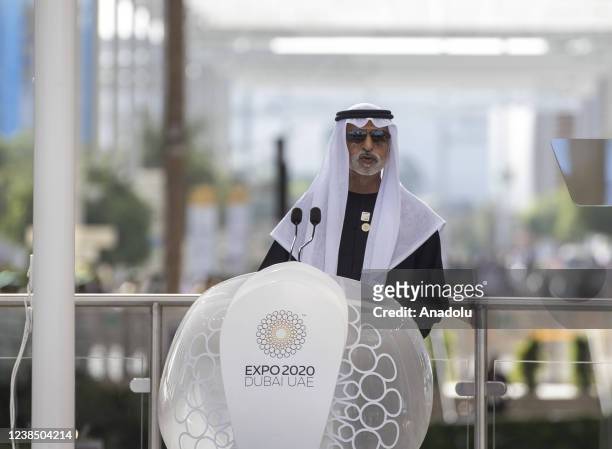 Head of the United Arab Emirates Ministry of Culture, Youth, and Social Development Nahyan bin Mubarak Al Nahyan makes a speech during the Turkey...
