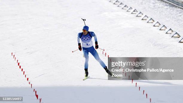 Quentin Fillon Maillet of Team France wins the silver medal during the Olympic Games 2022, Men's Biathlon Relay on February 15, 2022 in Zhangjiakou...
